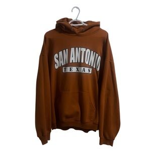 Burnt Orange San Antonio Texas Spell Out Pullover Hoodie